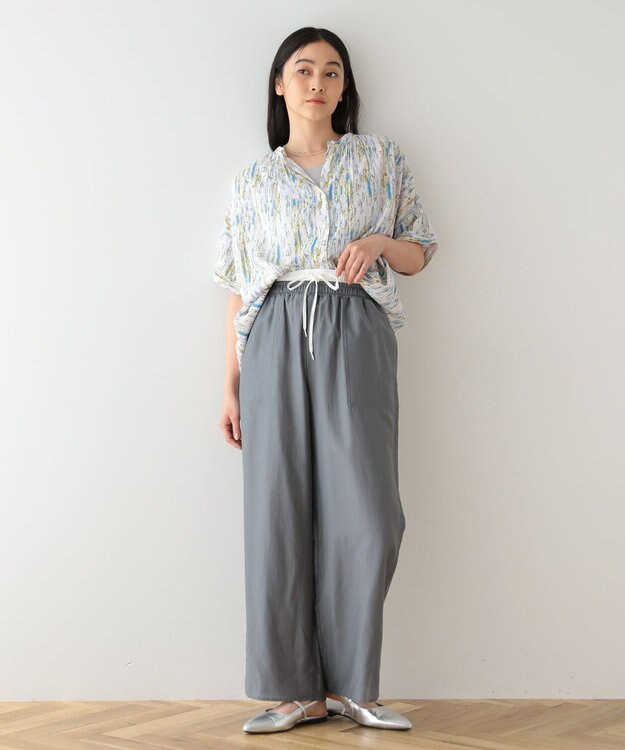 Green Parks 接触冷感ウエストレイヤードツイルパンツ Dark Navy