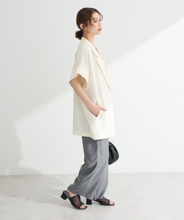 Green Parks 接触冷感ウエストレイヤードツイルパンツ Dark Navy