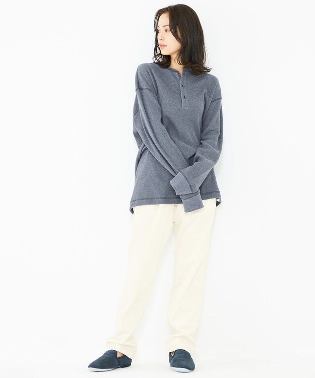 JOSEPH ABBOUD MOUNTAIN 【SPACE／UNISEX】OGコットンワッフル カットソー ダルブルー系