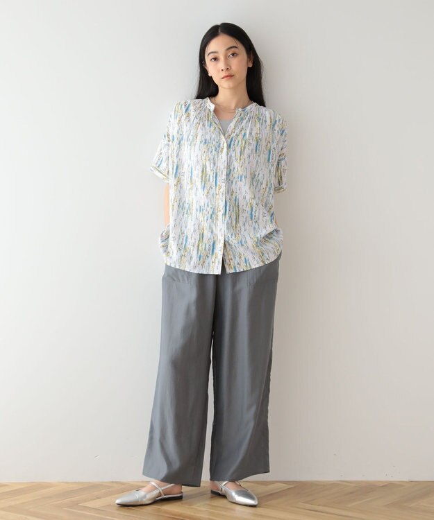 Green Parks 接触冷感ウエストレイヤードツイルパンツ Dark Navy