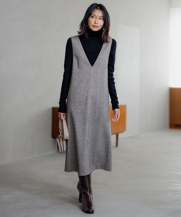 23区 【洗える】ウーステッドウール タートルネック ニット ブラック系