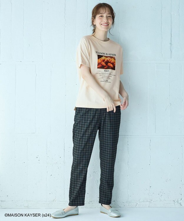 ANY 【MAISON KAYSERコラボ】フォトプリント半袖Tシャツ アイボリー×クロワッサン