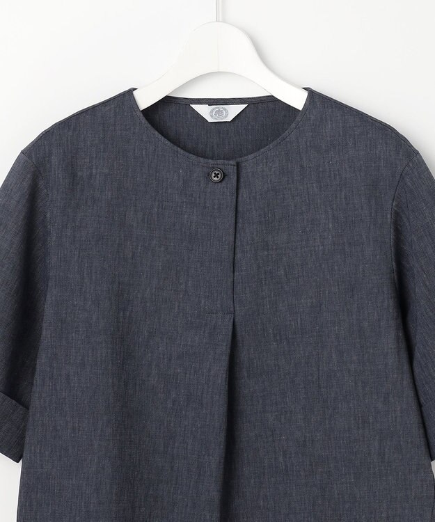 J.PRESS LADIES S リネンバイオシャンブレー ブラウス ネイビー系