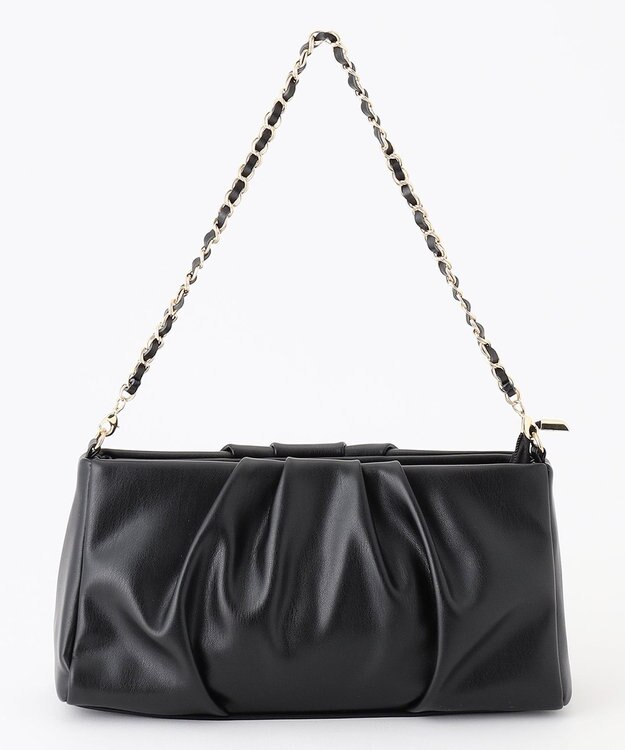 ANY SIS 【2WAY】ギャザーチェーンクラッチショルダー バッグ ブラック