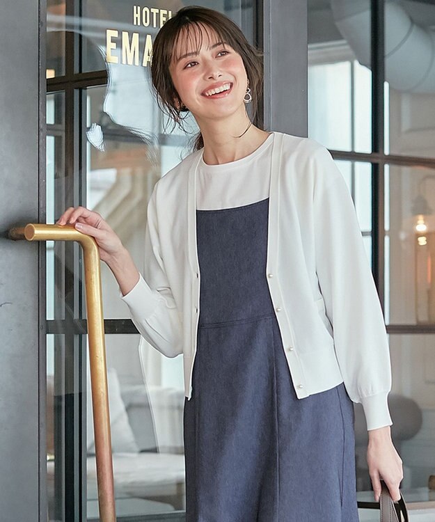 ANY SIS 【洗える】パール調ポイント カーディガン オフホワイト