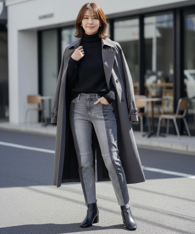 OP／FILA 【OP】美脚パッチワークデニム ブラック