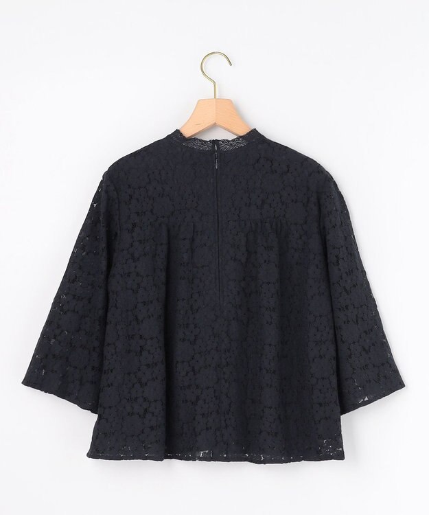 組曲 L 【先行予約・WEB限定】フラワーラッセルレーススタンド襟 ブラウス ネイビー系