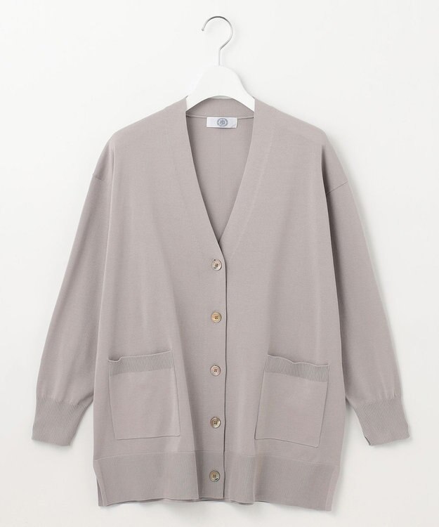 J.PRESS LADIES L 【洗える】 Co/Peライト Vネック カーディガン グレージュ系