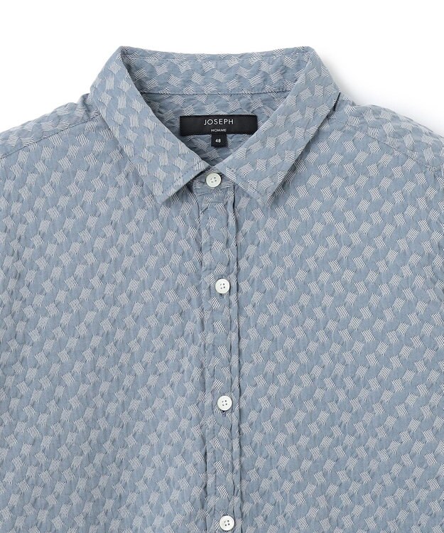 JOSEPH HOMME パターンジャガードストレッチ  /  レギュラーカラー半袖シャツ ライトグレー系