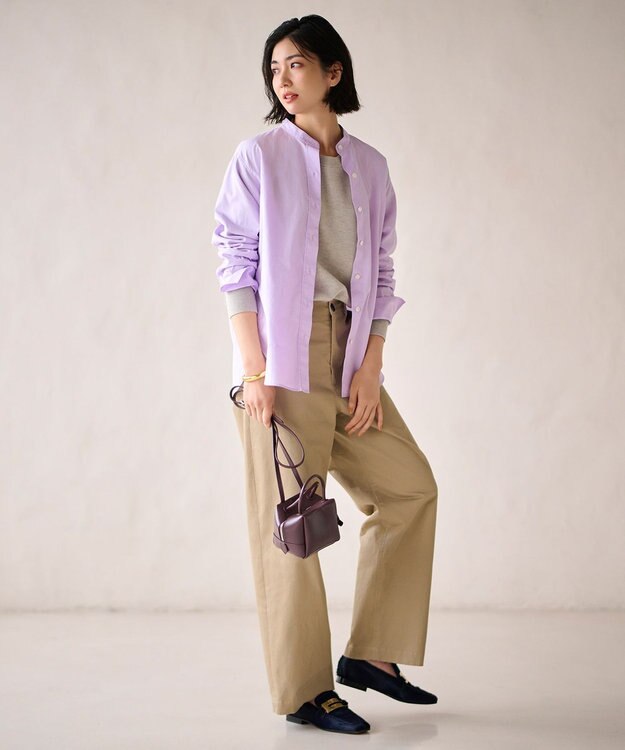 23区 L 【CLASSY.1月号掲載】CANCLINI バンドカラー シャツ ラベンダー