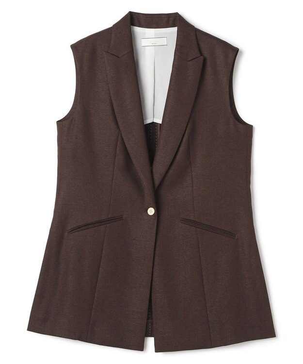 BEIGE， CAROLE / リネンライクノースリーブジレジャケット Bordeaux