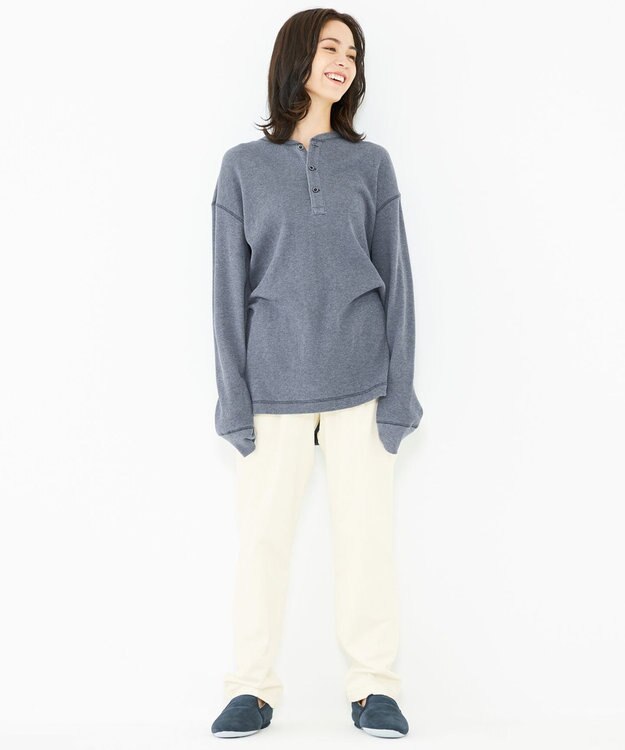 JOSEPH ABBOUD MOUNTAIN 【SPACE／UNISEX】OGコットンワッフル カットソー ダルブルー系