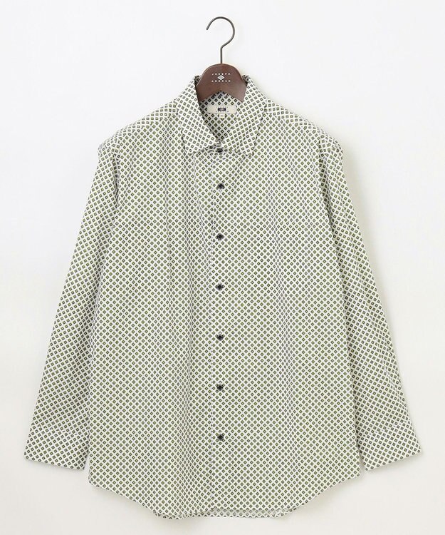 JOSEPH ABBOUD 【キングサイズ・オーガニックコットン使用】ジオメトリックパターンシャツ ライトグリーン系5