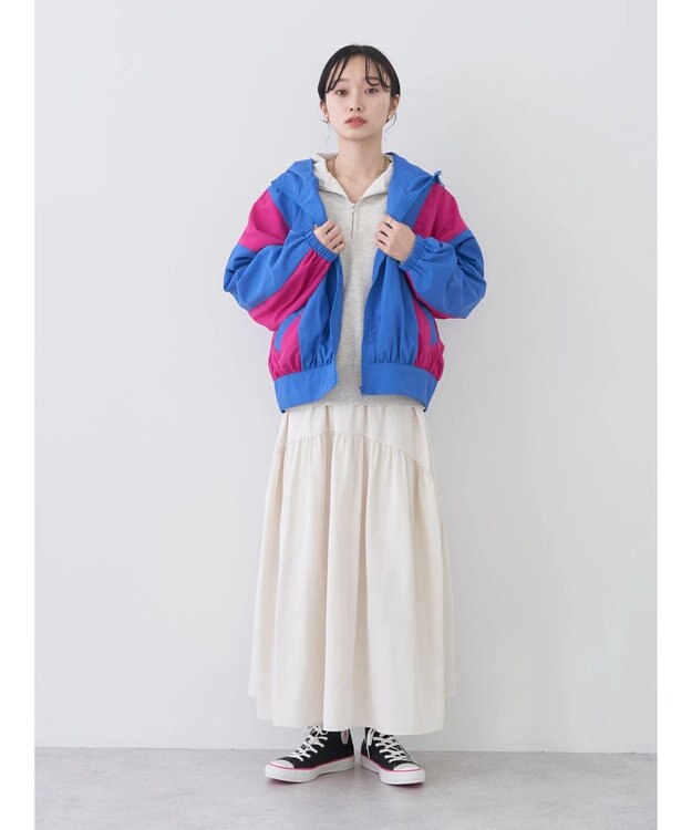 earth music&ecology コクーンギャザー切替ブルゾン Deep Blue