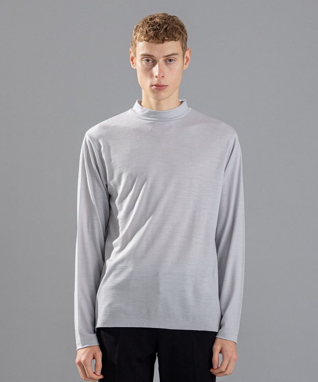 JOSEPH HOMME クリアウールジャージー　モックネック ライトグレー系