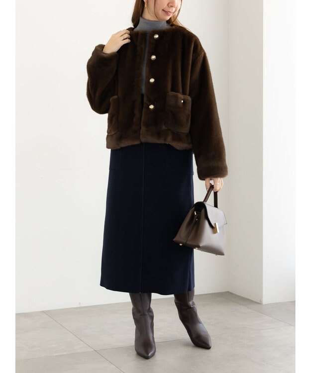 Te chichi グラデーションファーノーカラージャケット《2025winter catalog item》 ブラウン