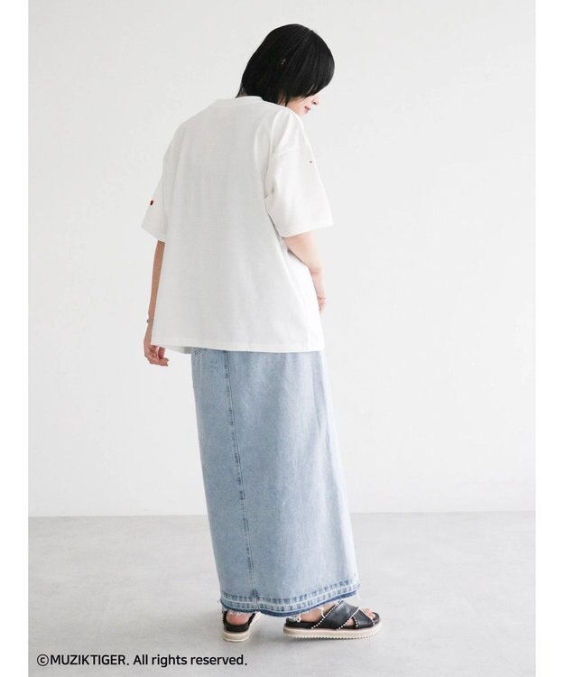 Green Parks ムジークタイガー／手書き風刺しゅうＴシャツ Off White