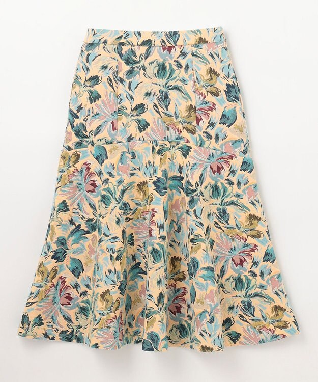 GRACE CONTINENTAL フラワージャガードフレアスカート イエロー