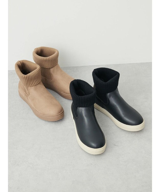 Green Parks ・ｒｉｃｈ　ｂｌｕｅ　ニットスニーカーブーツ Black