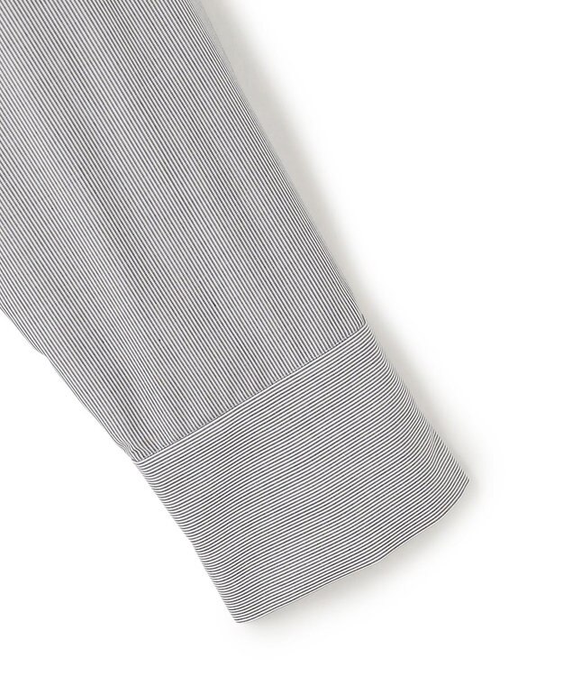 ICB 【洗える】 クリーンブロード バンドカラーシャツ ブラックストライプ系