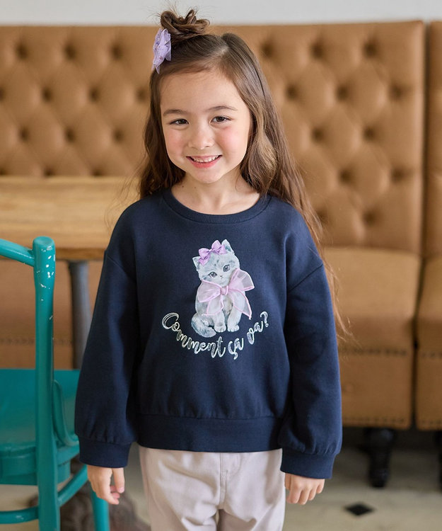 ANY KIDS ネコプリント トレーニャー ネイビー