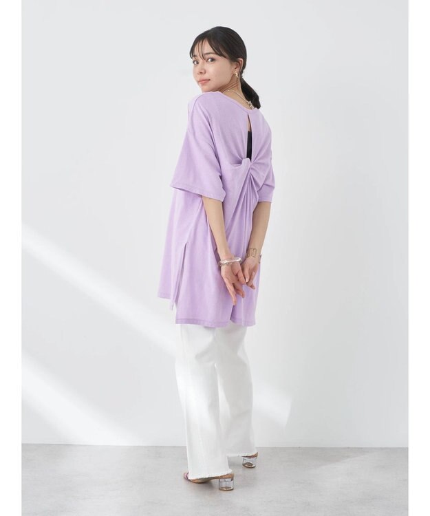 earth music&ecology バックスリットねじりチュニックＴ Pink