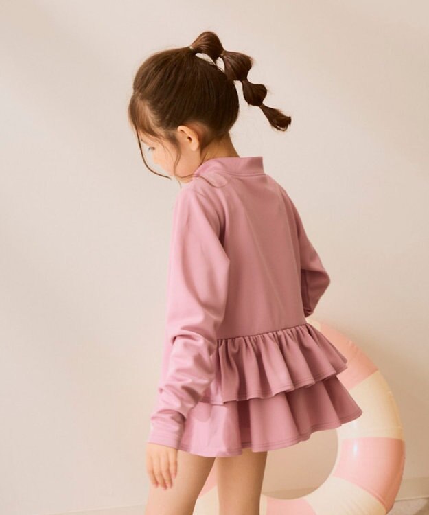 OP／FILA 【Ocean Pacific】フリル切り替えラッシュガード パーカー ピンク