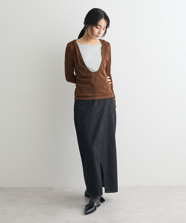 CRAFT STANDARD BOUTIQUE レイヤード風フード付きプルオーバー Brown