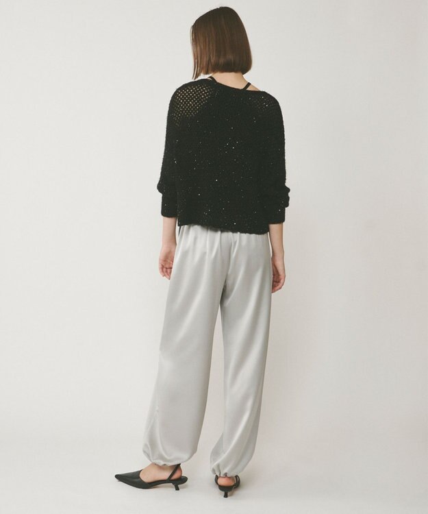 GRACE CONTINENTAL スパンメッシュニットトップ ブラック