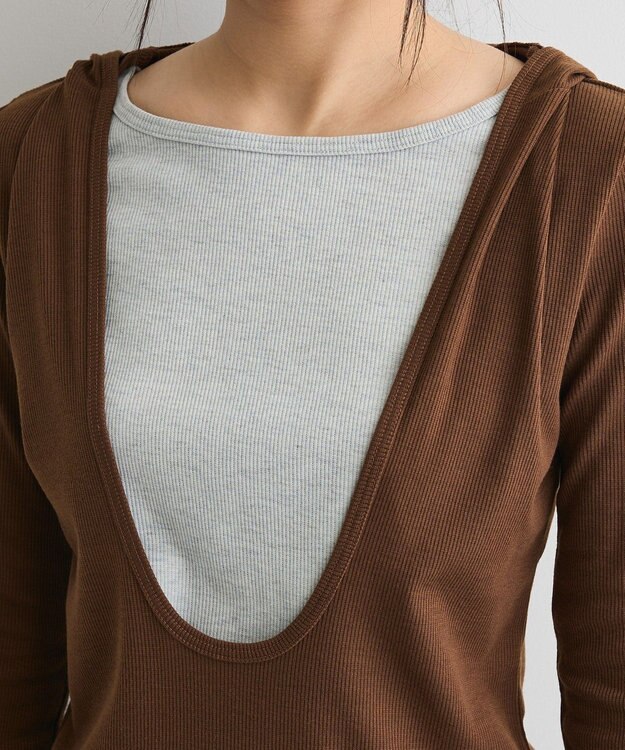 CRAFT STANDARD BOUTIQUE レイヤード風フード付きプルオーバー Brown