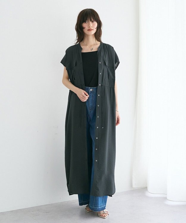 YECCA VECCA ミリタリースキッパーシャツワンピース Charcoal Gray