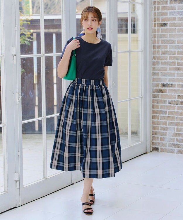 Tiaclasse 【UVケア・接触冷感】“あまラク” タックパフスリーブカットソートップス ネイビー