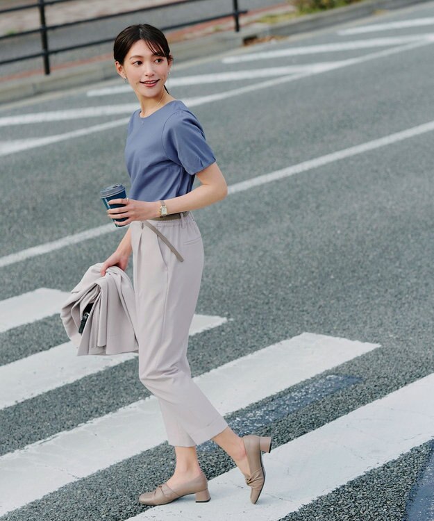 Tiaclasse 【UVケア・接触冷感】“あまラク” タックパフスリーブカットソートップス ブルー