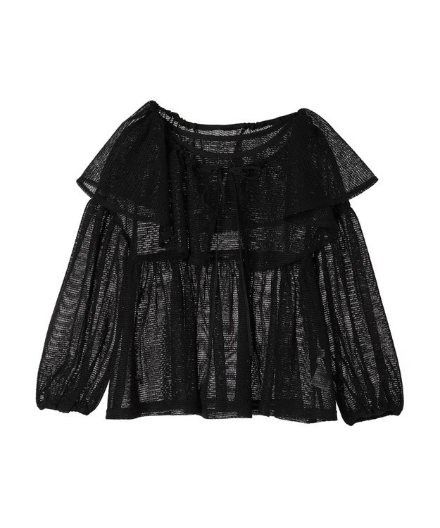 earth music&ecology マルチｗａｙカラーメッシュブラウス Black