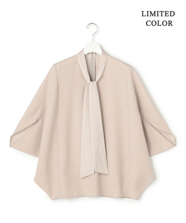 ICB 【新色追加・WEB限定カラーあり】FluidBackSatin ドルマンスリーブボウタイブラウス トープ［WEB限定］