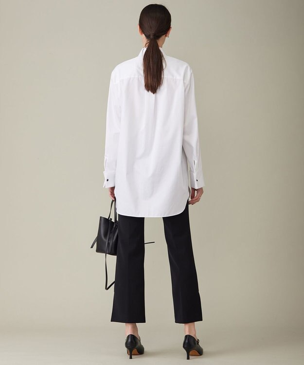 ICB 【洗える】 コットンサテンシャーティング シャツ オフホワイト系