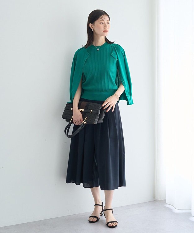 YECCA VECCA 【マシンウォッシャブル】ノースリーブリブニット Green