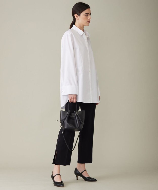 ICB 【洗える】 コットンサテンシャーティング シャツ オフホワイト系