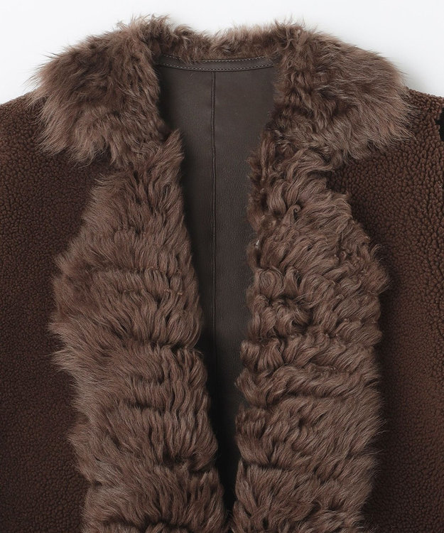NAVE ムートンベスト ダークブラウン系