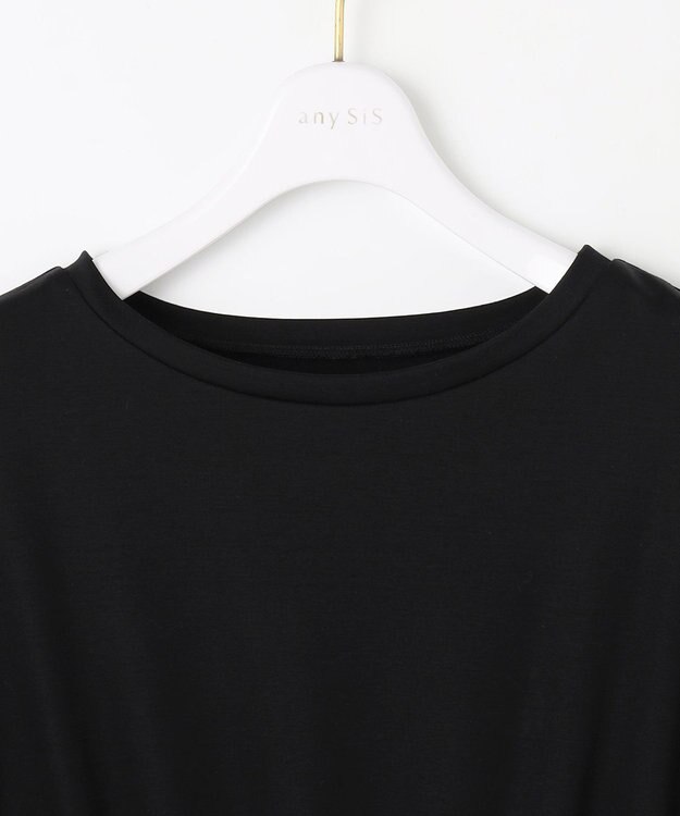 ANY SIS L 【洗える】チェックドッキング ワンピース ブラック