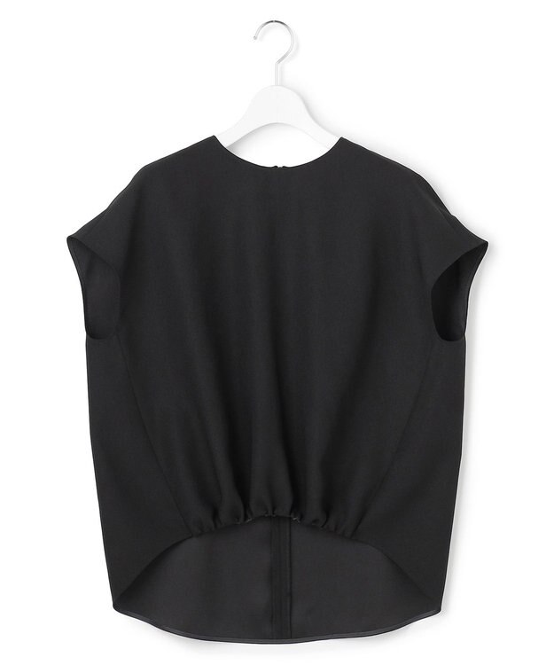 ICB 【先行予約】 FluidBackSatin フレンチスリーブブラウス ブラック