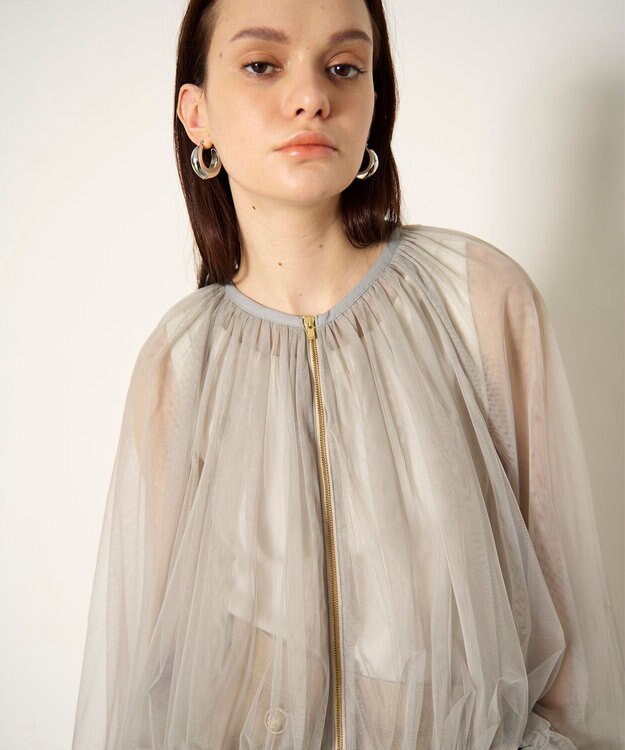 GRACE CONTINENTAL ギャザーチュールブルゾン カーキ