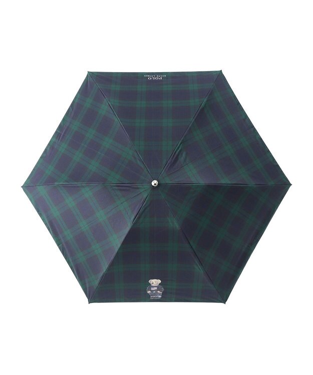 MOONBAT 【軽量】POLO RALPH LAUREN 晴雨兼用日傘 折りたたみ傘 チェック／遮光 遮熱 UV 簡単開閉 ダークグリーン
