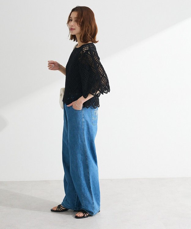 Green Parks ・ＤＯＵＢＬＥ　ＦＬＡＧＳリボン刺繍ポケットデニ Light Indigo