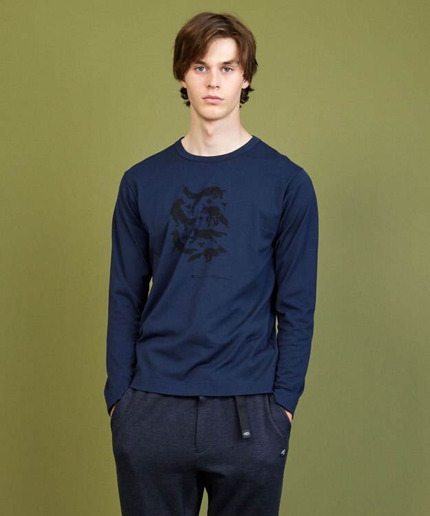 JOSEPH ABBOUD MOUNTAIN 【テーム・ヤルビー コラボ・サスティナブル】ビオグレース天竺 Tシャツ ネイビー系