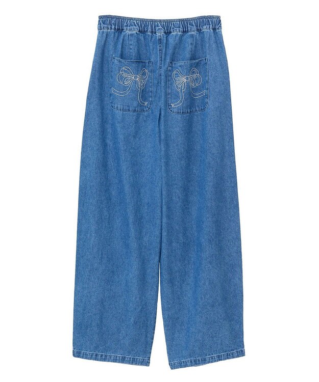 Green Parks ・ＤＯＵＢＬＥ　ＦＬＡＧＳリボン刺繍ポケットデニ Light Indigo