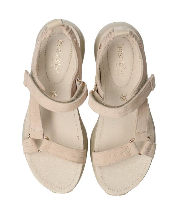 INTER-CHAUSSURES 【BUSSOLA】厚底アンクルストラップサンダル ライトベージュスウェード