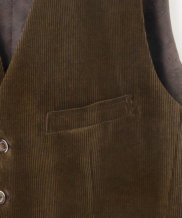 JOSEPH ABBOUD 【遠州産素材/オーガニックコットン】ソフトコーデュロイ ベスト ダークブラウン系