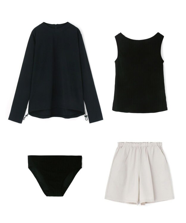 San-ai Resort（三愛水着楽園） 【WEB限定】ラッシュガード付き4点セット水着 9号11号13号【BeachQueen(ビーチクイーン）】 ブラック