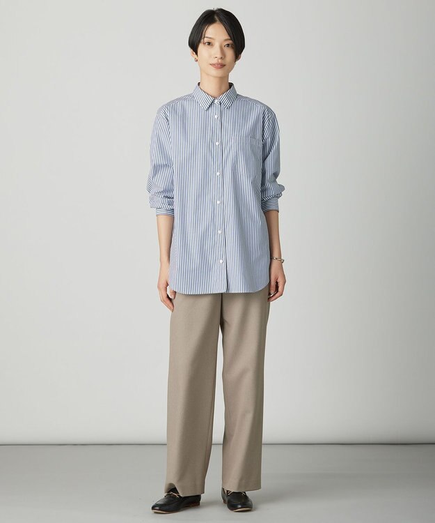 J.PRESS LADIES S エステネージュストライプ シャツ ブラウス ネイビーストライプ系